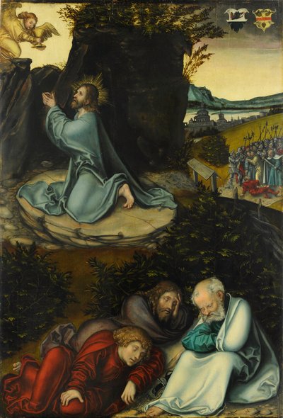 De Tuin van Gethsemane / Christus op de Olijfberg door Lucas Cranach the Elder